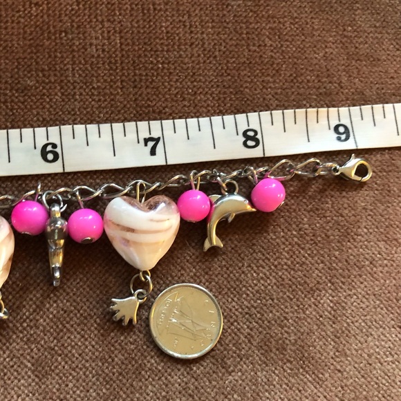 Chunky charm bracelet pink silver - Picture 4 of 8